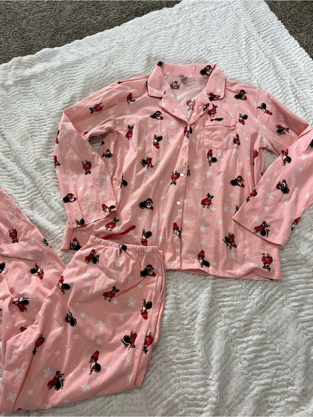 Pink Holiday Character Pajama Set